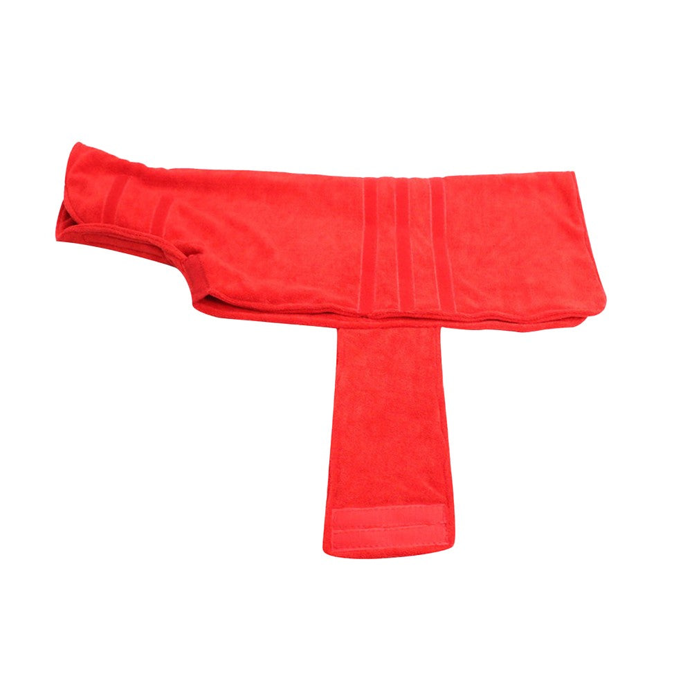 Dog Drying Coat Microfibre Pet Bathrobe Pet Cat Fast Drying Towel Red S