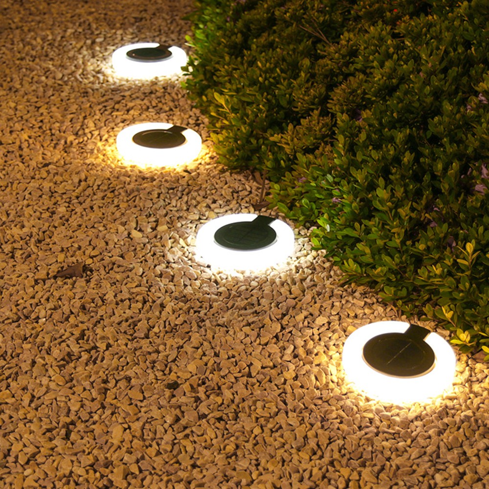 4Pcs 17LEDs Solar Power Ground Lights Outdoor Buried Garden Lawn Path Lamps Warm Light