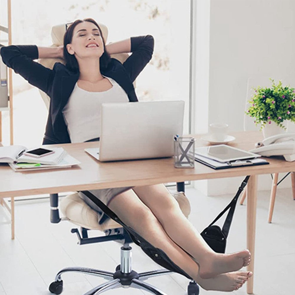 1Pc Airplane Footrest Travel Foot Rest Hammock Leg Rest Travel Accessories with Storage Bag Black