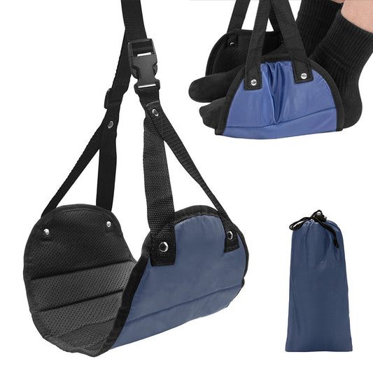 1Pc Airplane Footrest Travel Foot Rest Hammock Leg Rest Travel Accessories with Storage Bag Blue