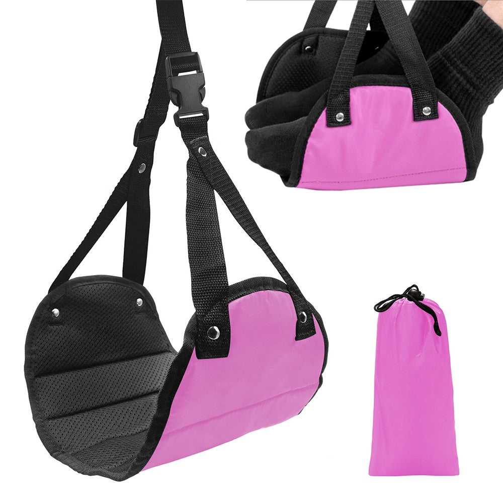 1Pc Airplane Footrest Travel Foot Rest Hammock Leg Rest Travel Accessories with Storage Bag Rose Red