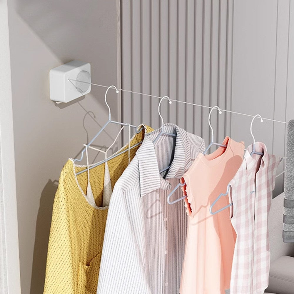 Retractable Clothesline Wall Mounted Clothes Line Laundry Line for Indoor Outdoor Green