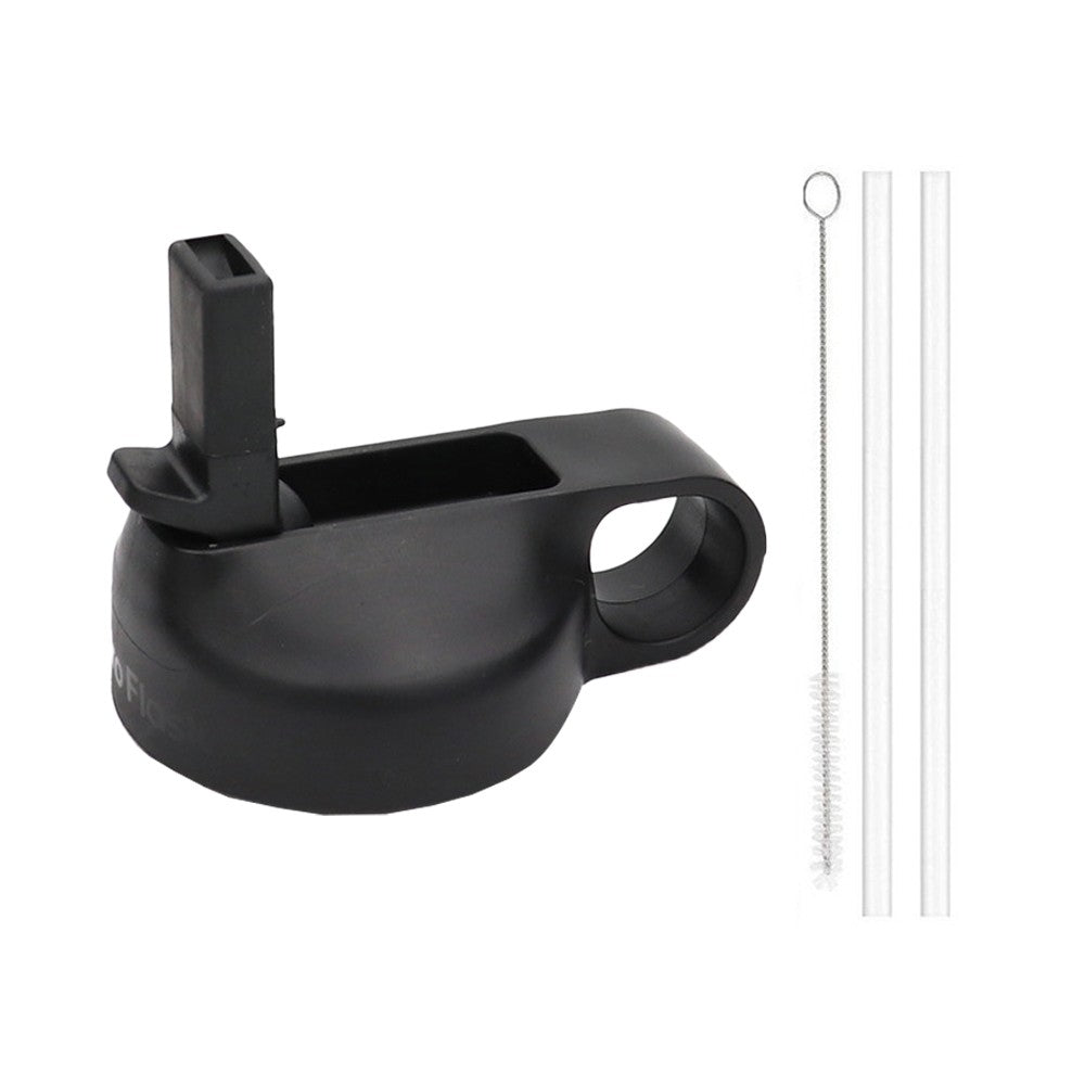 Wide Mouth Straw Lid with Straws and Brush for Hydro Flask Wide Mouth Water Bottle Black