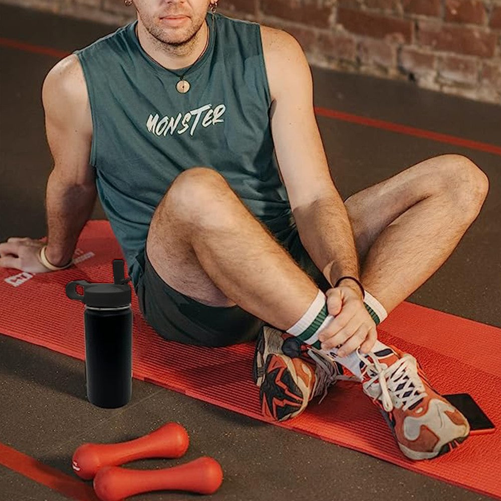 Wide Mouth Straw Lid with Straws and Brush for Hydro Flask Wide Mouth Water Bottle Black