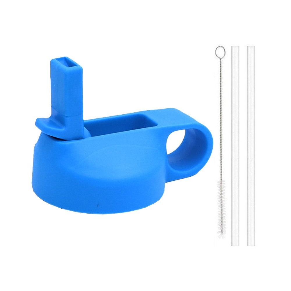 Wide Mouth Straw Lid with Straws and Brush for Hydro Flask Wide Mouth Water Bottle Blue