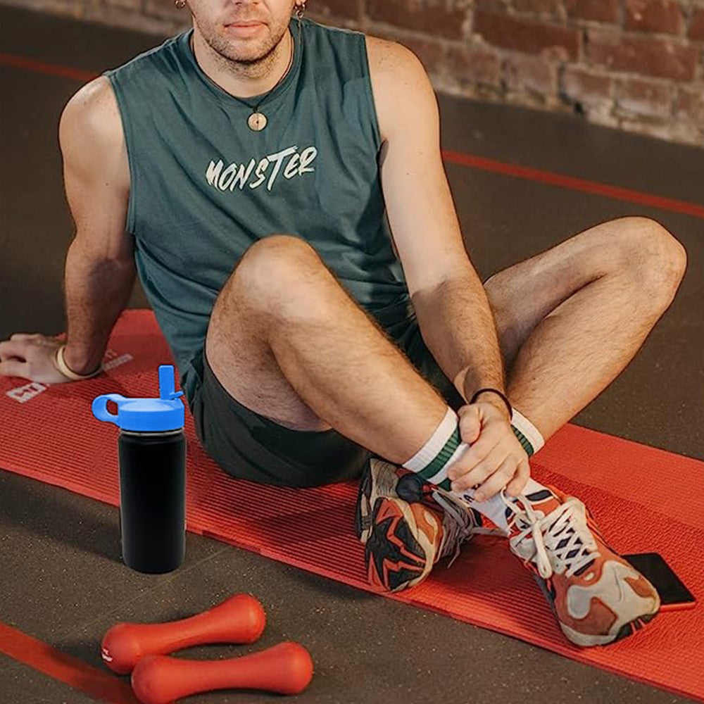 Wide Mouth Straw Lid with Straws and Brush for Hydro Flask Wide Mouth Water Bottle Blue