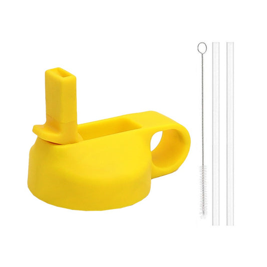 Wide Mouth Straw Lid with Straws and Brush for Hydro Flask Wide Mouth Water Bottle Yellow