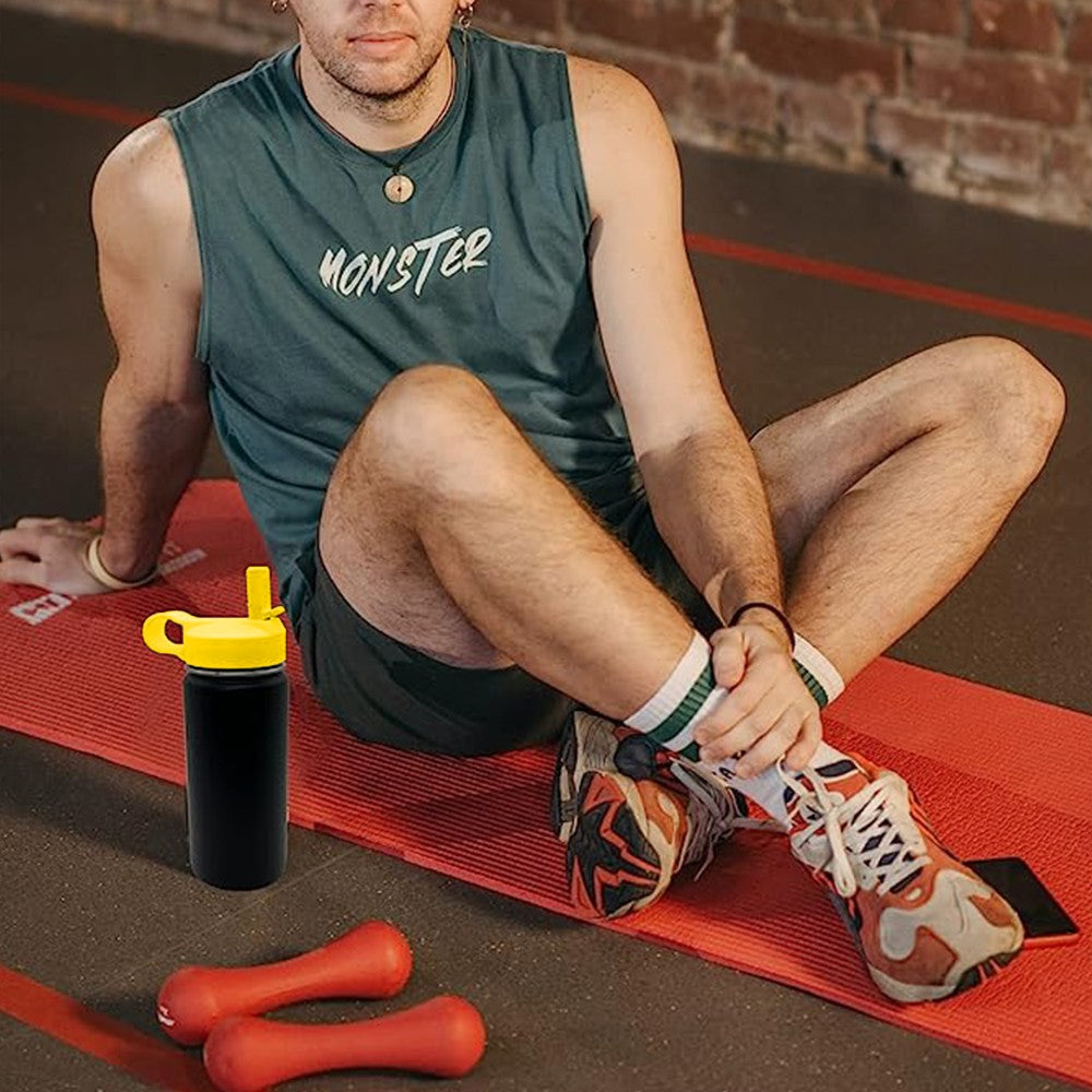 Wide Mouth Straw Lid with Straws and Brush for Hydro Flask Wide Mouth Water Bottle Yellow