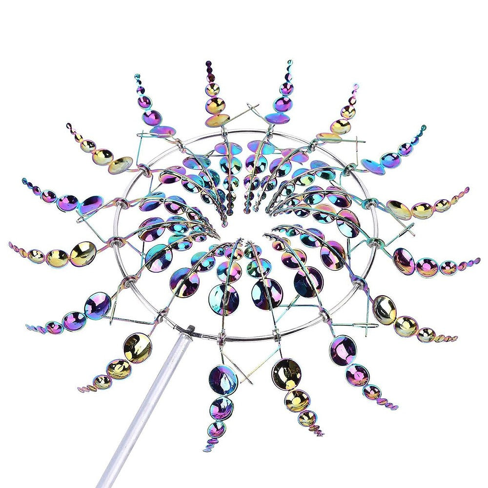 Metal Wind Spinner Garden Windmill Ornament Sculpture Yard Lawn Decor Multicolor