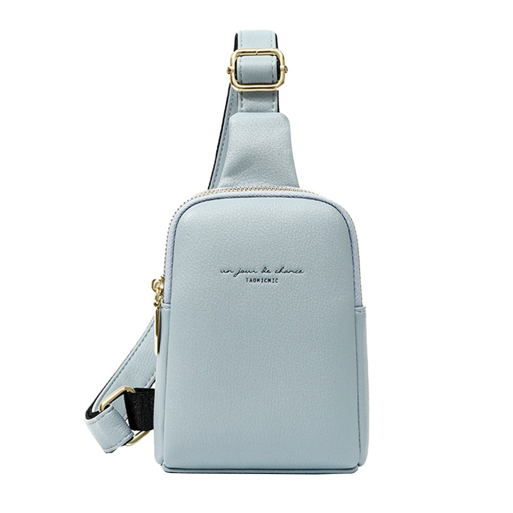 Womens PU Leather Sling Bag Chest Pack Crossbody Bag Blue