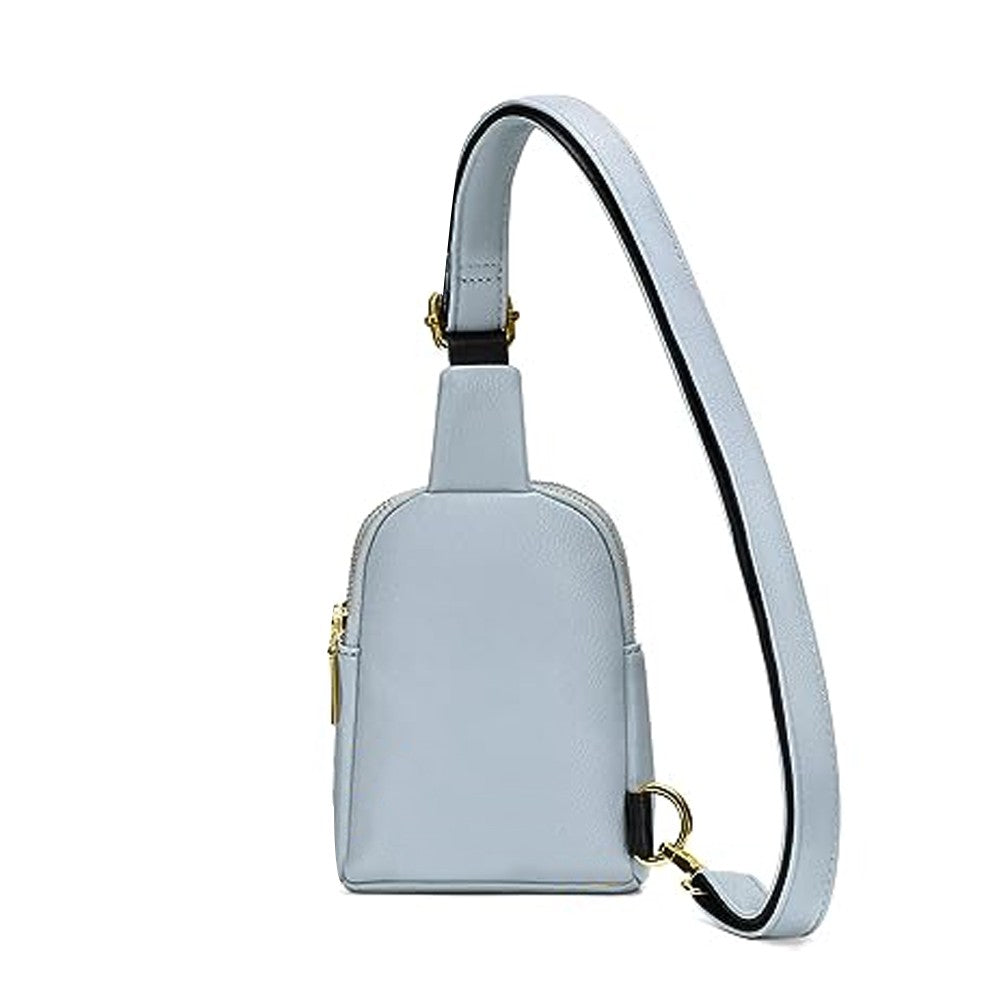 Womens PU Leather Sling Bag Chest Pack Crossbody Bag Blue