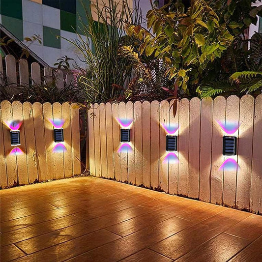 4Pcs Solar Powered Wall Lights Outdoor Garden Fence Lights Landscape Lamp Multicolor Lights