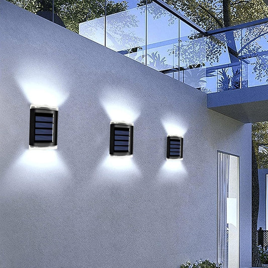 4Pcs Solar Powered Wall Lights Outdoor Garden Fence Lights Landscape Lamp White Lights