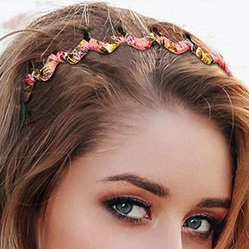 6Pcs Zigzag Shark Tooth Hair Headbands Hair Comb Wrapped Cloth Random Styles