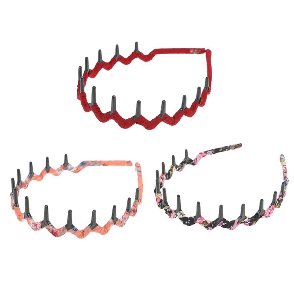 6Pcs Zigzag Shark Tooth Hair Headbands Hair Comb Wrapped Cloth Random Styles