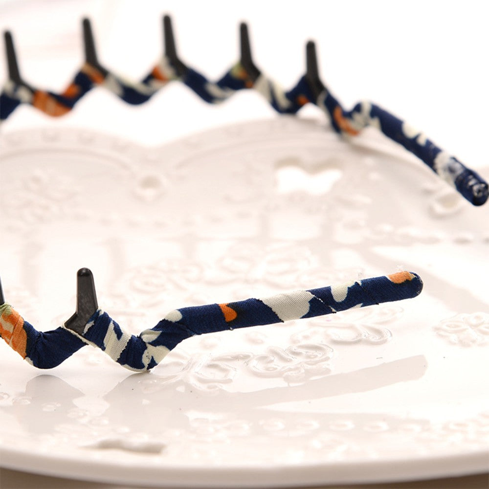 12Pcs Zigzag Shark Tooth Hair Headbands Hair Comb Wrapped Cloth Random Styles