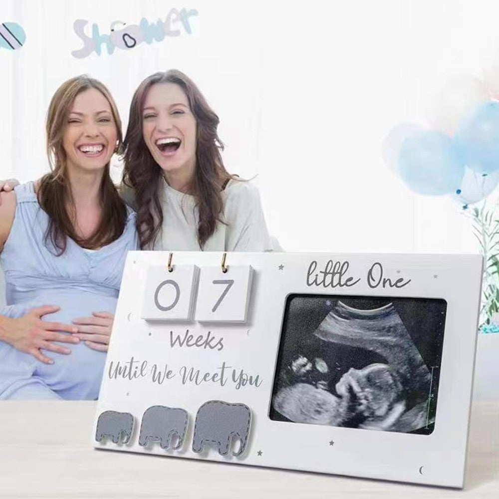 2 Sets of Baby Sonogram Picture Frame Pregnancy Announcement Photo Frame with Baby Countdown Weeks