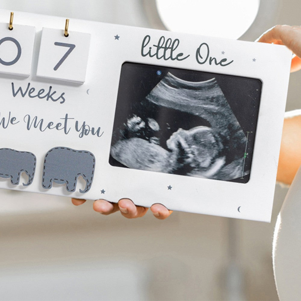 2 Sets of Baby Sonogram Picture Frame Pregnancy Announcement Photo Frame with Baby Countdown Weeks