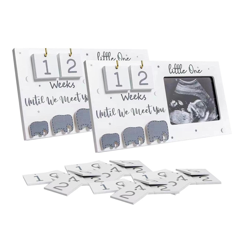 2 Sets of Baby Sonogram Picture Frame Pregnancy Announcement Photo Frame with Baby Countdown Weeks