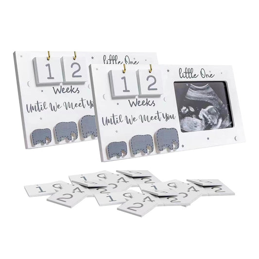2 Sets of Baby Sonogram Picture Frame Pregnancy Announcement Photo Frame with Baby Countdown Weeks