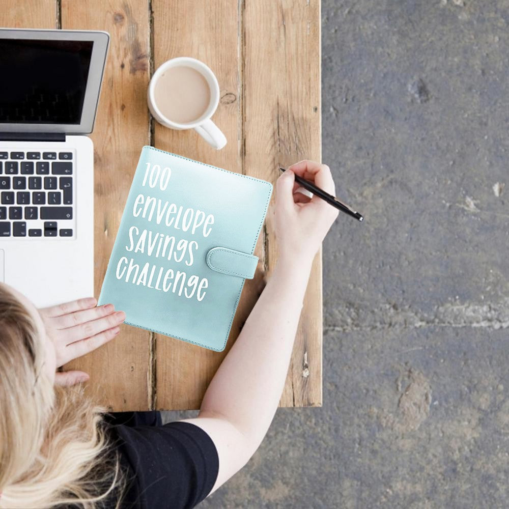 100 Envelope Challenge Binder Budget Planner Savings Challenge Book Sky Blue