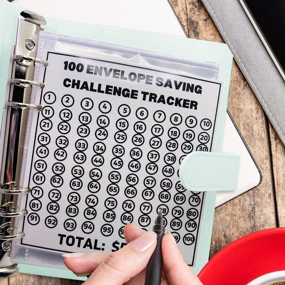 100 Envelope Challenge Binder Budget Planner Savings Challenge Book Sky Blue