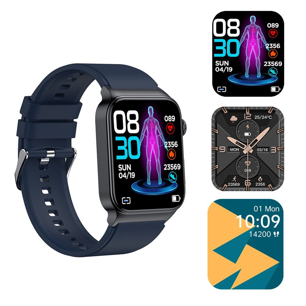 Bluetooth Smart Watch Sport Watch Blood Glucose ECG Monitoring Watch Dark Blue