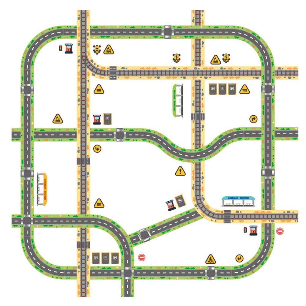 1 X Road Tape and Stickers Set with Traffic Signs for Kids Toy Cars and Trains