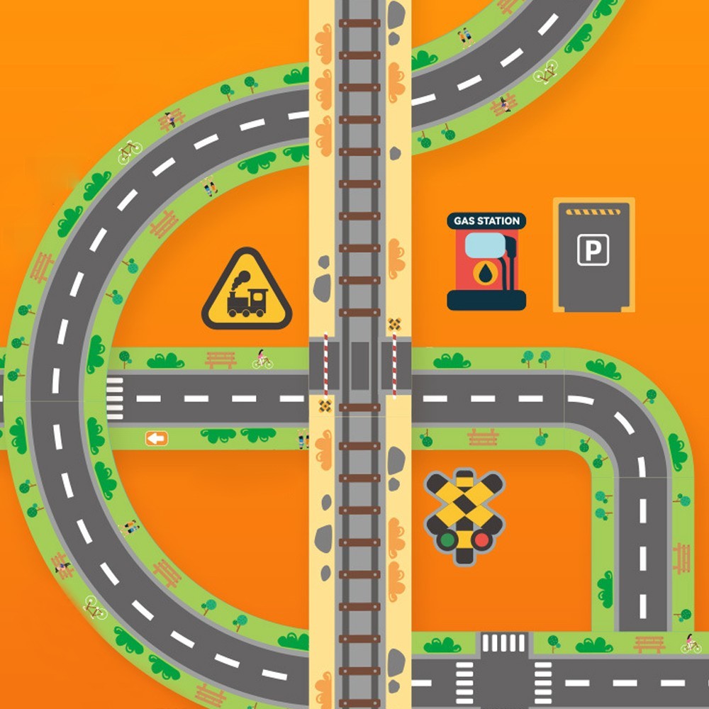 2 X Road Tape and Stickers Set with Traffic Signs for Kids Toy Cars and Trains