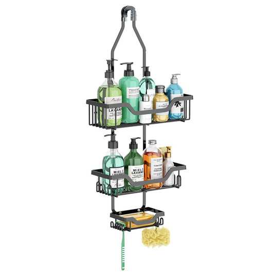 3 Layers Hanging Shower Caddy Over the Shower Head No Drilling Bathroom Shelf Organizer