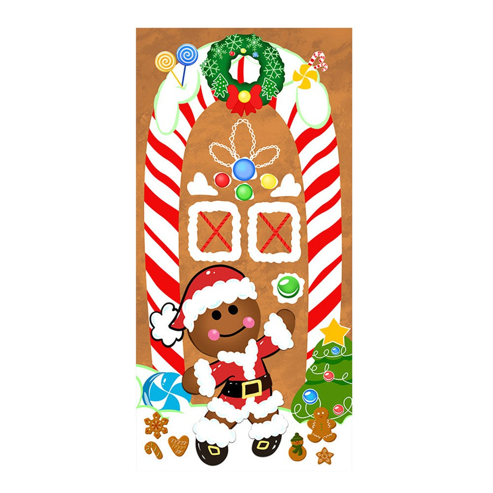 185x90cm Christmas Gingerbread Man Door Cover Xmas Door Hanging Banner Home Decor