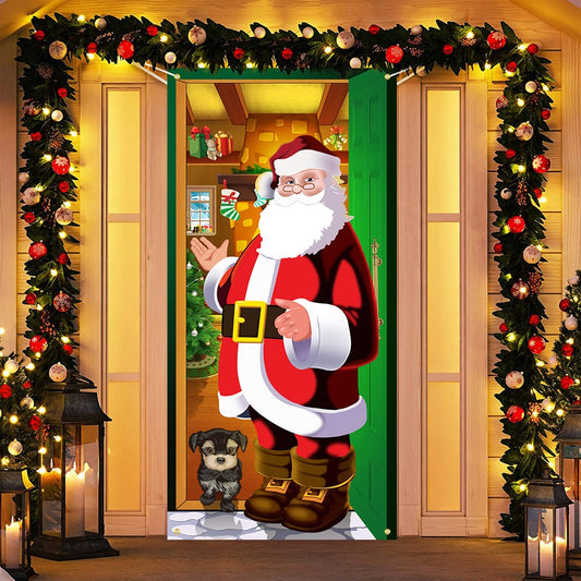 185x90cm Christmas Santa Claus Door Cover Xmas Door Hanging Banner Home Decor