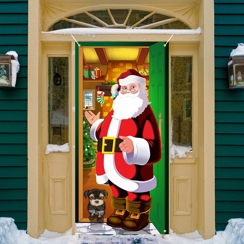 185x90cm Christmas Santa Claus Door Cover Xmas Door Hanging Banner Home Decor