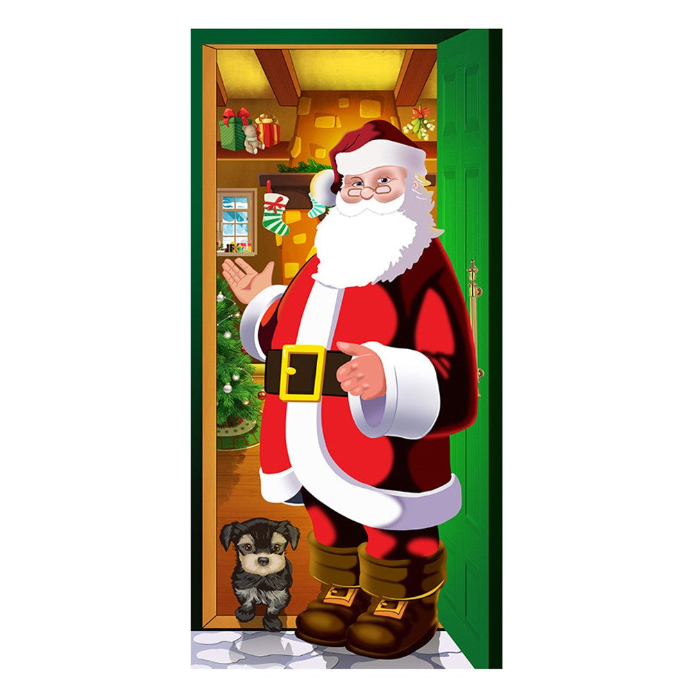 185x90cm Christmas Santa Claus Door Cover Xmas Door Hanging Banner Home Decor