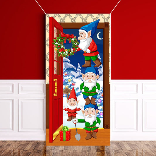 185x90cm Christmas Gnomes Door Cover Xmas Door Hanging Banner Home Decor