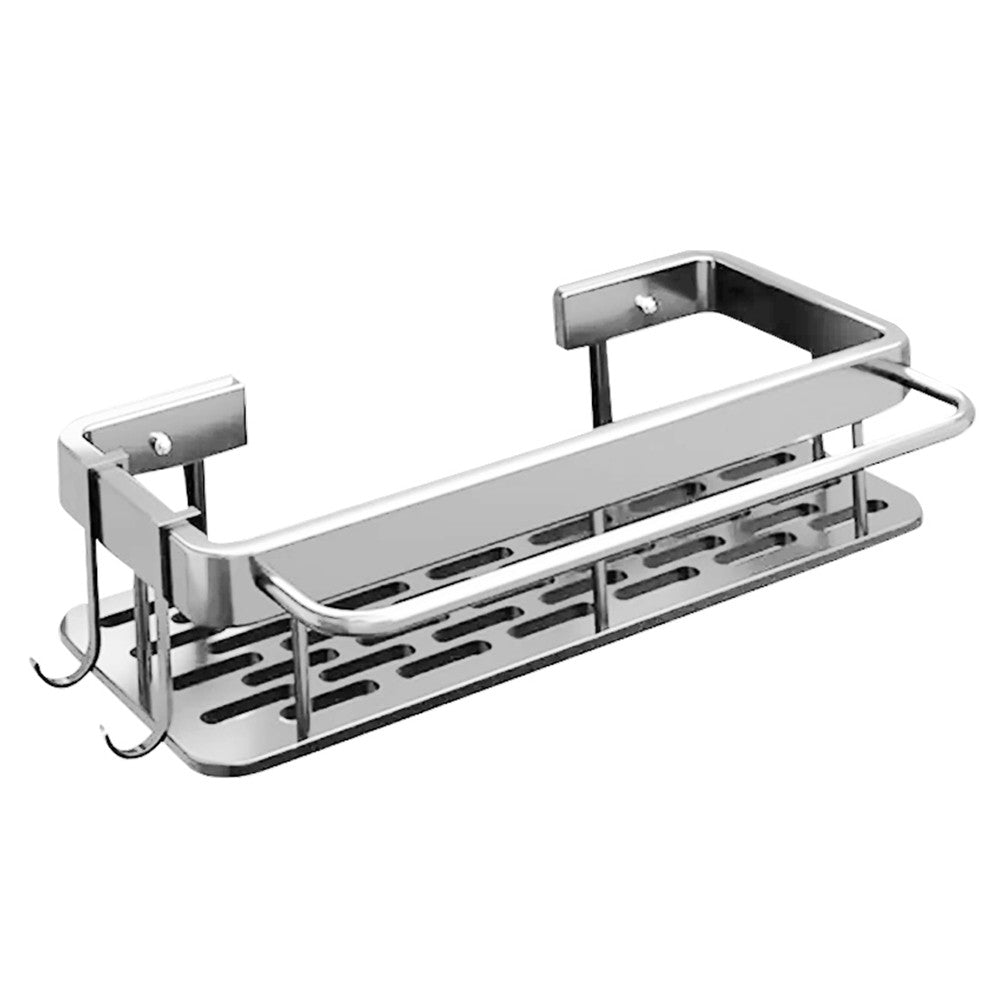 Wall Mounted Sink Sponge Holder No-punch Drain Rack for Kitchen Bathroom Silver