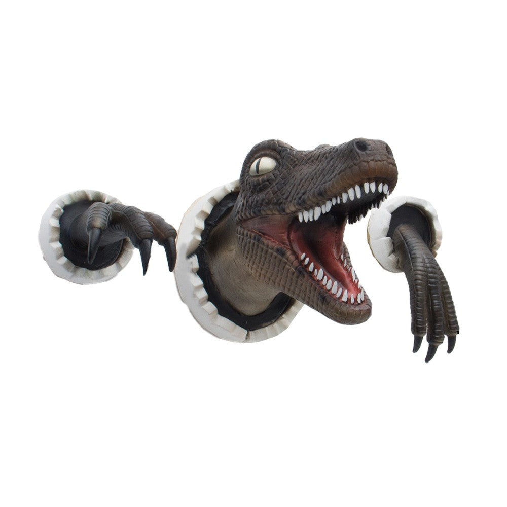 Wall-Mounted Dinosaur Sculpture 3D Life-Like Dinosaur Statue Home Art Decoration Brown