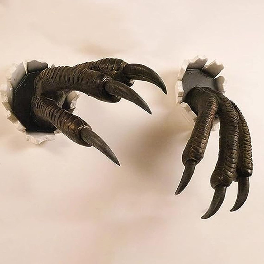 Wall-Mounted Dinosaur Sculpture 3D Life-Like Dinosaur Statue Home Art Decoration Brown