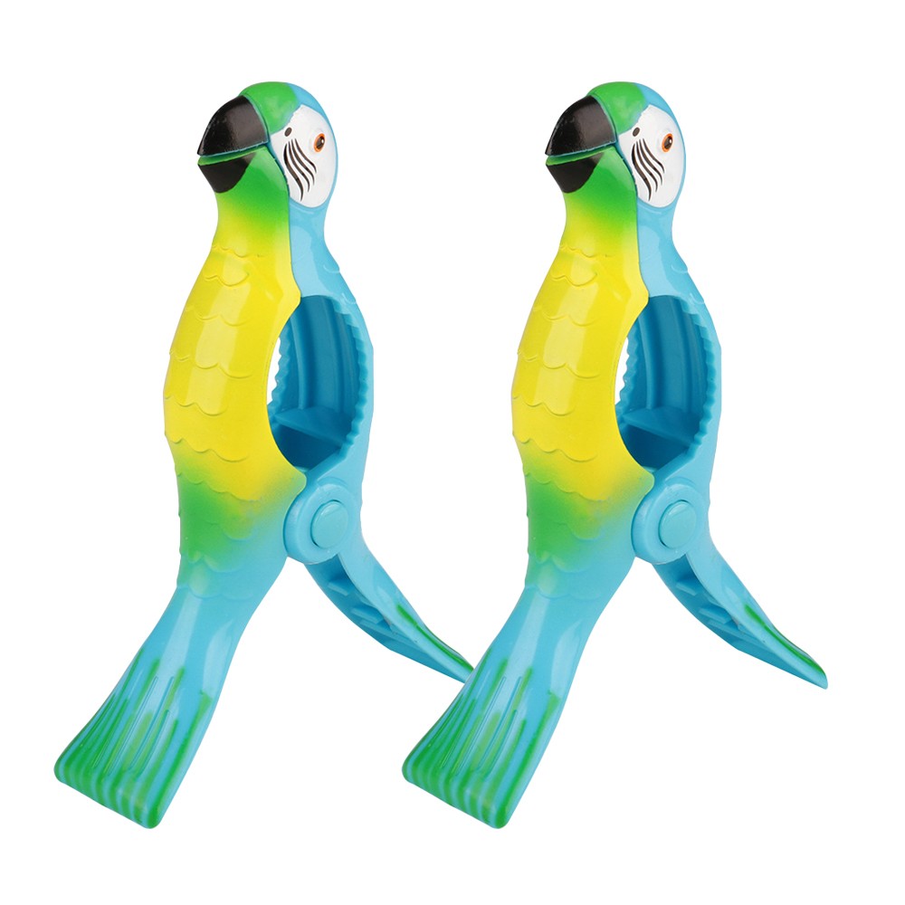 2Pcs Blue Parrot Beach Towel Clip for Beach Chairs Plastic Towel Holder Clothes Pegs