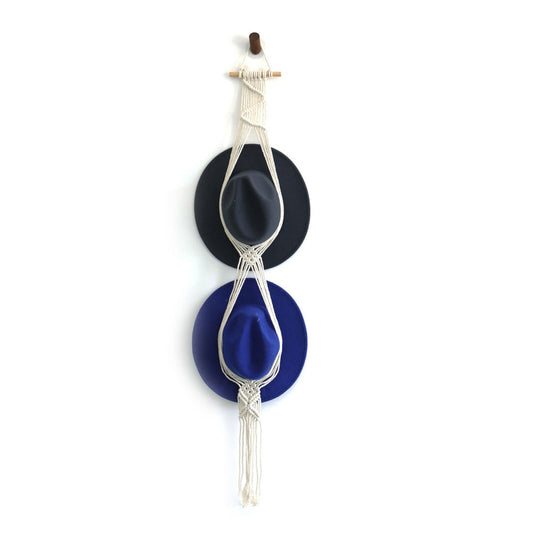 Boho Macrame Hat Display Rack Caps Holder Hat Storage Hanging Rope Hangers - Two-Loop Style