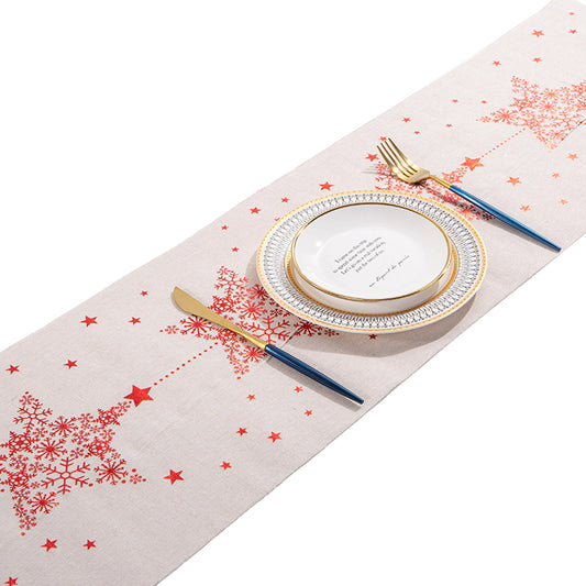 Christmas Table Runner Xmas Decor Cloth Cover Star