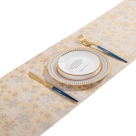 Christmas Table Runner Xmas Decor Cloth Cover Snowflake
