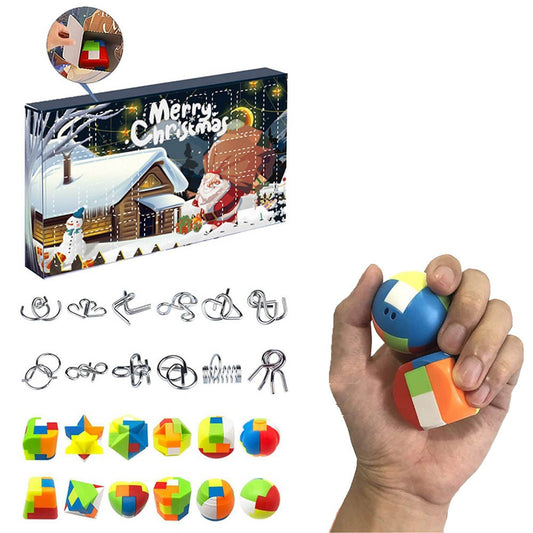 Christmas Advent Calendar Brain Teaser Puzzle Challenge Toys Set Xmas Countdown Calendar