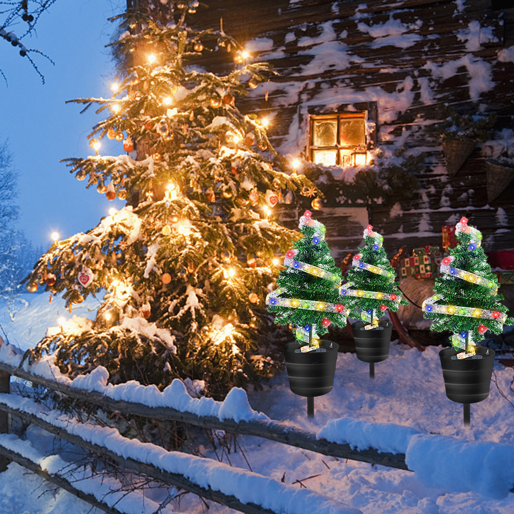2x Solar Christmas Tree Light Garden Lights Tabletop Christmas Decor Multicolor
