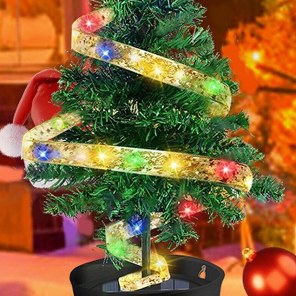 2x Solar Christmas Tree Light Garden Lights Tabletop Christmas Decor Multicolor