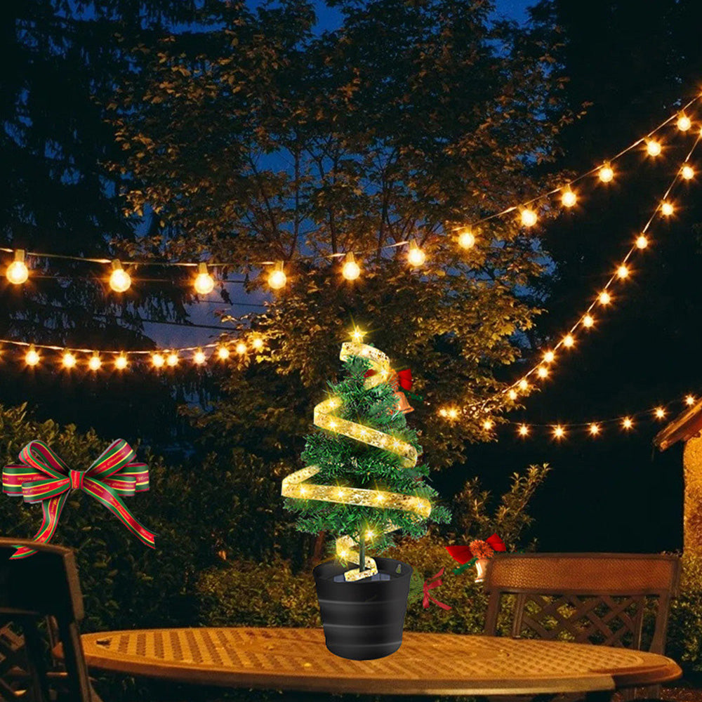 2x Solar Christmas Tree Light Garden Lights Tabletop Christmas Decor Warm White