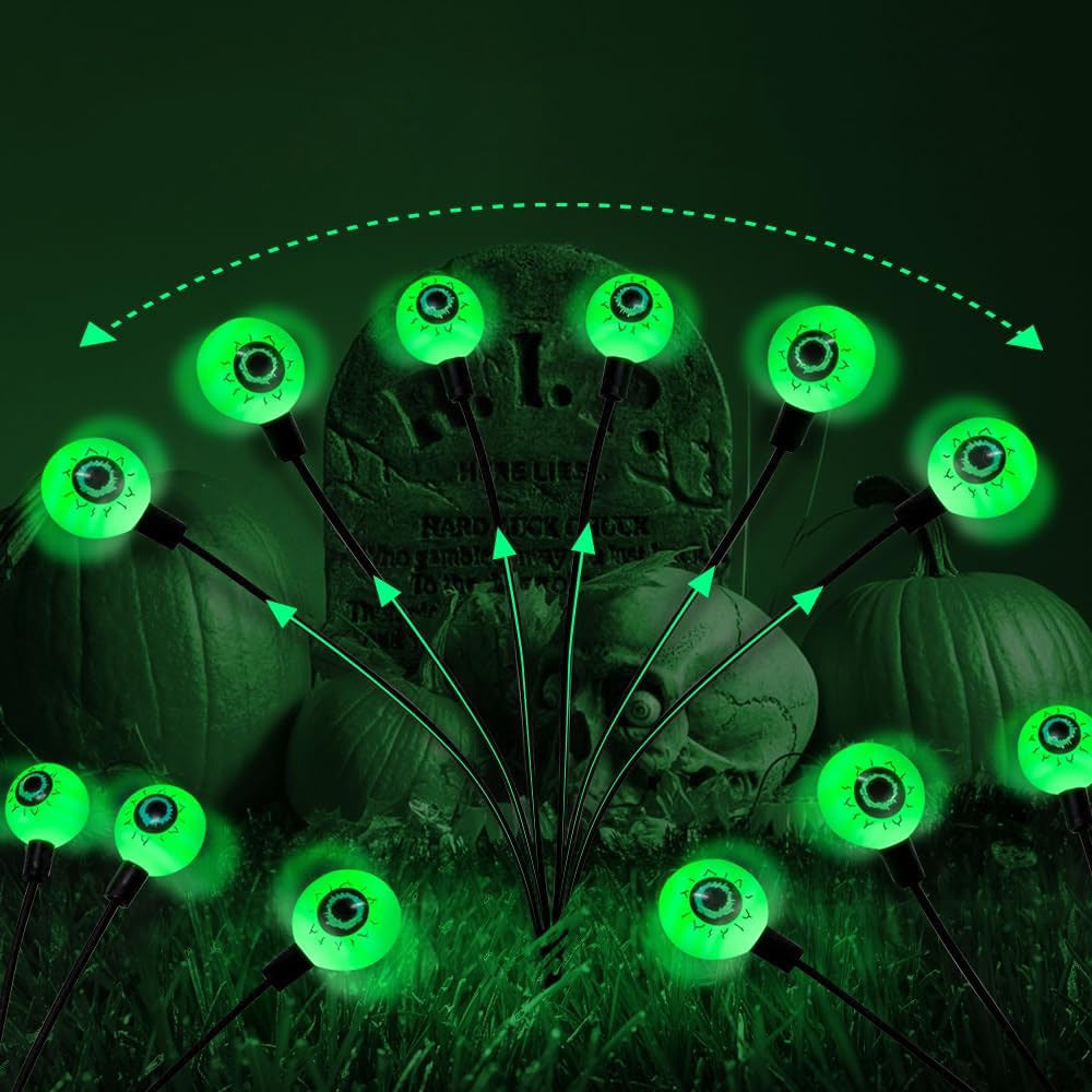 2x Solar Powered Halloween Decorations Swaying Light for Yard Garden Decor