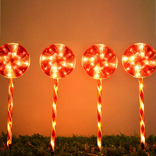 4pcs Solar Lollipops Candy Cane Light Christmas Lawn Light