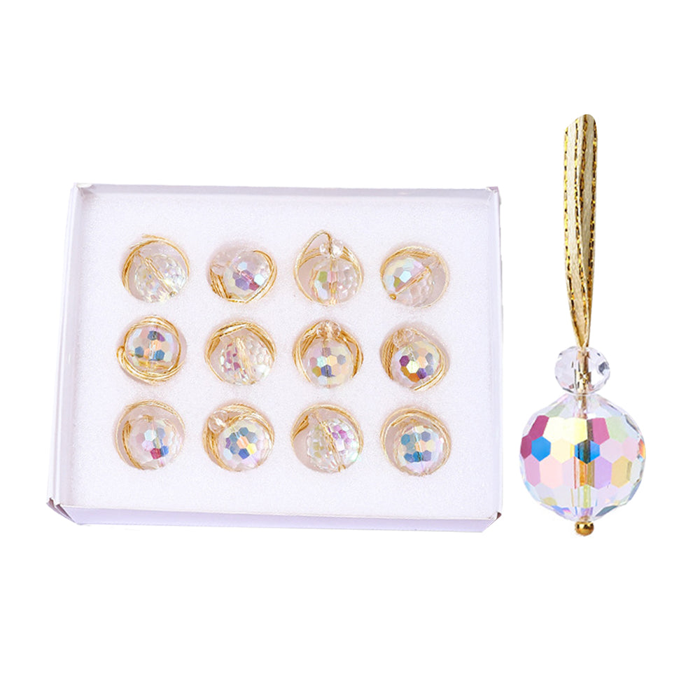 12x Clear Glass Christmas Balls Ornaments Mini Xmas Tree Decorations Multicolor