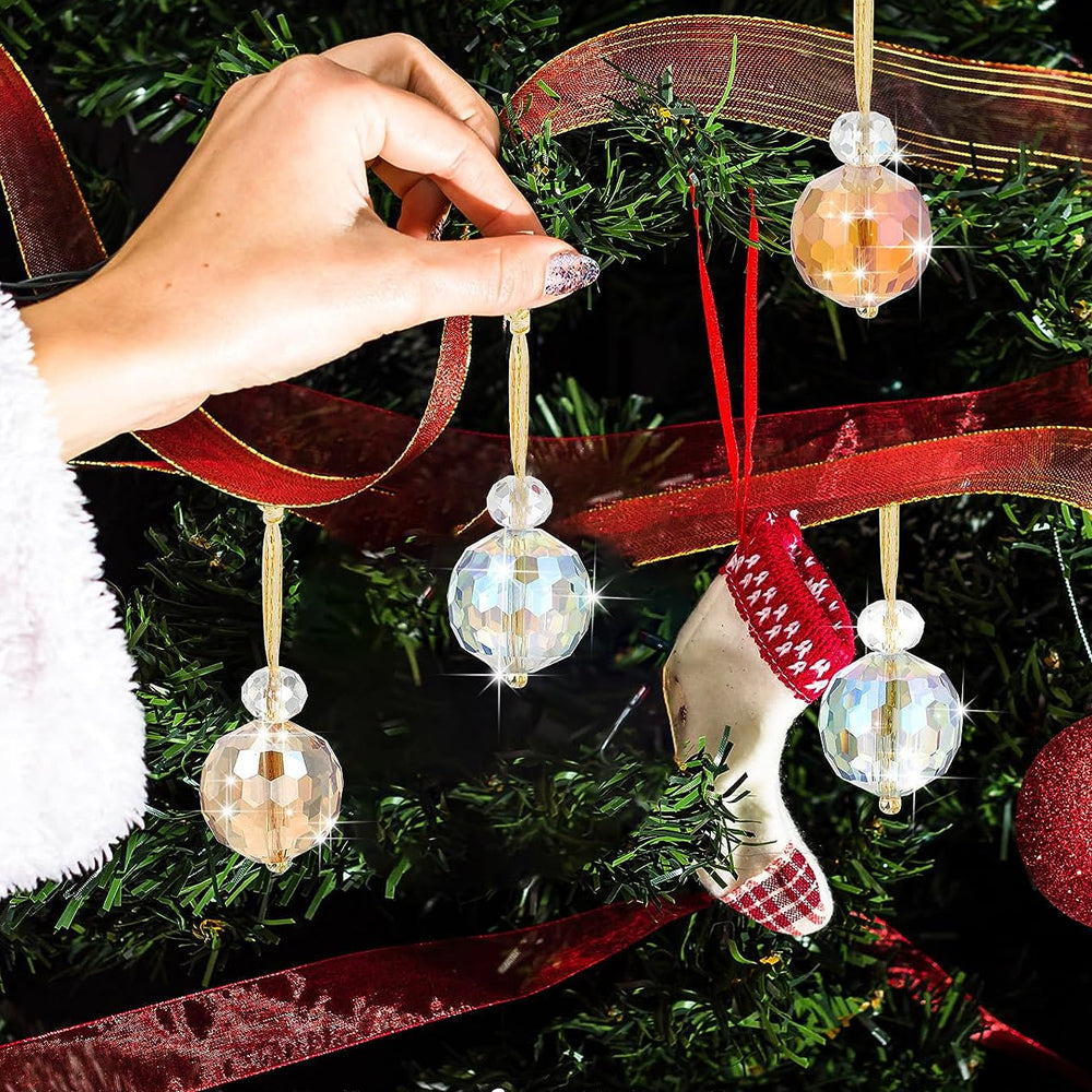 12x Clear Glass Christmas Balls Ornaments Mini Xmas Tree Decorations Multicolor